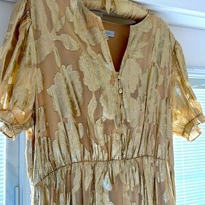 Sledge size XL gold lame full length party dress.